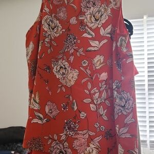 Elegant Floral Sleeveless Blouse - Red